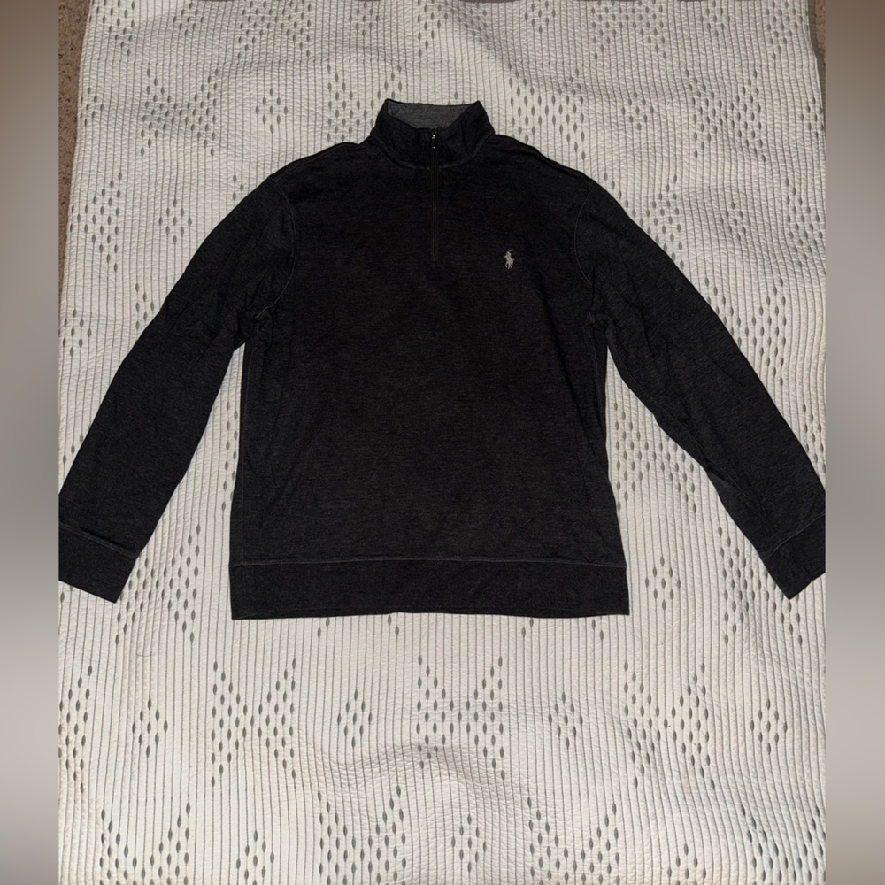 Men’s dark gray Ralph Lauren polo zip up pullover size large excellent condition